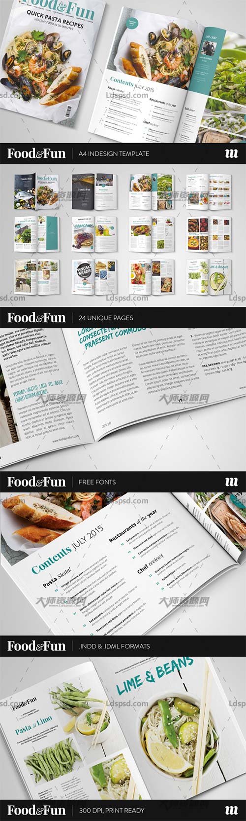 Food&Fun Magazine InDesign Template,indesign模板－产品手册(食品类/24页)